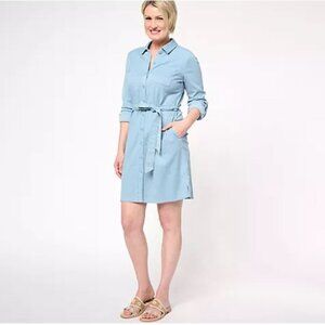 Isaac Mizrahi Live! Petite Bridgehampton Stretch Dress-Light Indigo-Petite Large